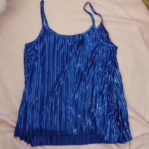 H&M Shimmery Shiny Blue Tank Top - Size M